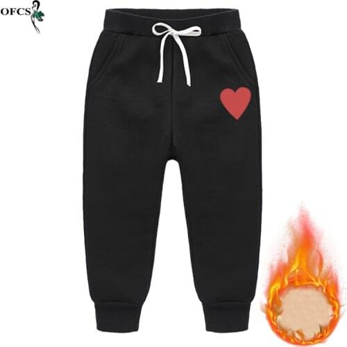 High Quality Boys/Girls Winter Warm Pants Gray/Black Fleece Long Trousers For Toddler Thickening Pants Kids Casual Clothes 2-12Y