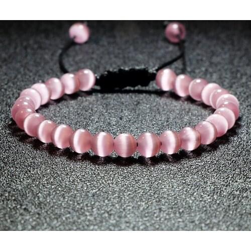 6MM High Quality Cat Eye Bracelet Natural Stone Round Beads Healing Bracelet Couple Buddha Bangles Chain Jewelry Gift for Women