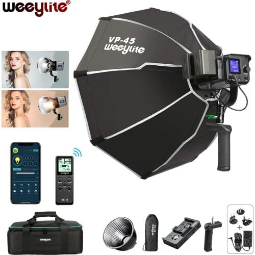 Weeylite Ninja200 LED Continuous Video Light Bi-Color Lighting Kit Dimmable COBLED Studio Lights for Photography Video Recording