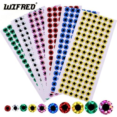 WIFREO 100pcs Flat Fishing Lure Eyes 2D Artificial Fish Eyes Sticker for Slow Jigging Metal Jig Lure 3mm-12mm Fly Tying Material