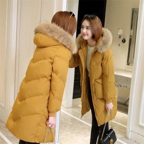 2020 Winter Jacket Women Long Parka Fur Collar Casual Slim Hooded Jacket Fashion Female Cotton Padded Coat Thicken Warm Outwear