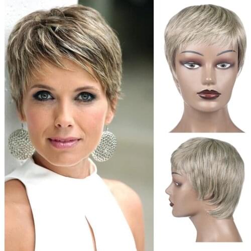 Woman Synthetic Wigs Black Brown Blonde Orange Color Short Pixie Wigs Layered Cut Hair Short Wig for Black Women