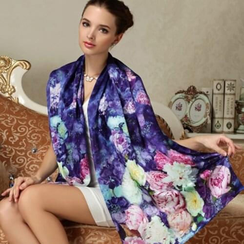 Bella philosophy 2019 autumn Silk Satin Long Scarf Women Double Side satin shawl Female high Quality Print hijab foulard scarf