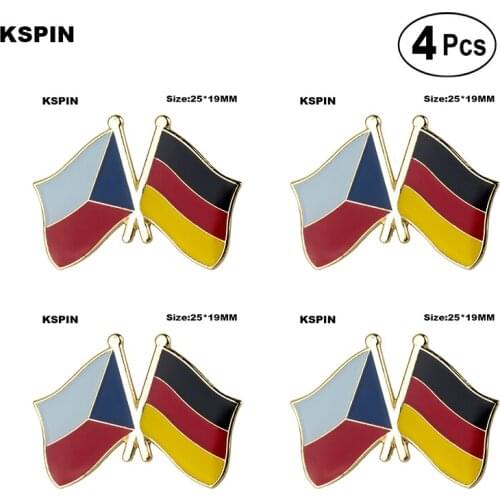Czech Rep. & Germany Friendship Lapel Pin Flag badge Brooch Pins Badges 4Pcs a Lot