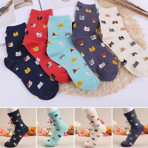 1 Pair New Autumn And Winter Girl Fashion Lovely Cute Cat Socks Animal Cartoon Soft Cotton Women Socks