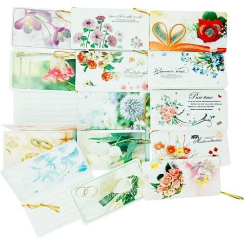 144pcs/pack Romantic Flower Series Gold Line Gift Card Card Two Cards To Choose School Office Supplies