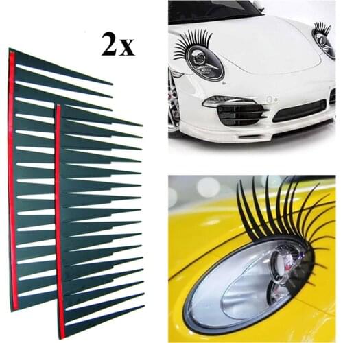2pcs /set Car Headlight Eyelash Stickers 3D Charming Black False Eyelashes Car Headlight Decoration Funny Decal