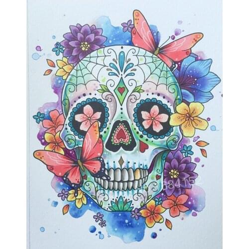 5d diamond painting skull flowers full drill DIY Diamond Embroidery Cross Stitch Mosaic Pattern Full Rhinestone Halloween Decor