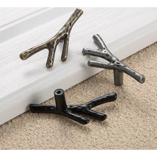 6pcs European Retro Twig Door Handles Kitchen Cabinets Pulls Pastoral Branch Drawer Dresser Knobs Creative Home Hardware