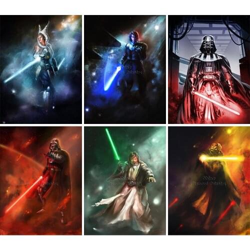 Star Wars 5D DIY Diamond Painting Laser Sword Jedi Knight Full Square Round Embroidery Landscape Cross Stitch Mosaic Home Decor