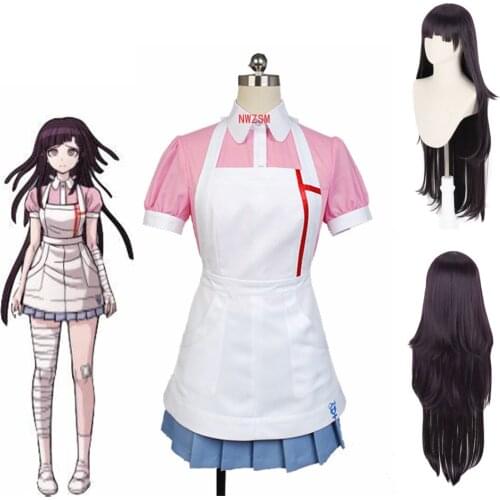 Anime Dangan Ronpa 2 Mikan Tsumiki Danganronpa Dress Mikan Tsumiki Cosplay Halloween Carnival Party Costumes For Women Party Wig