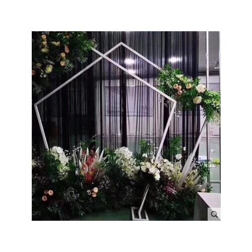Free custom wedding props wrought iron arches geometric shelves outdoor wedding arrangement decoration flower gate forest road g