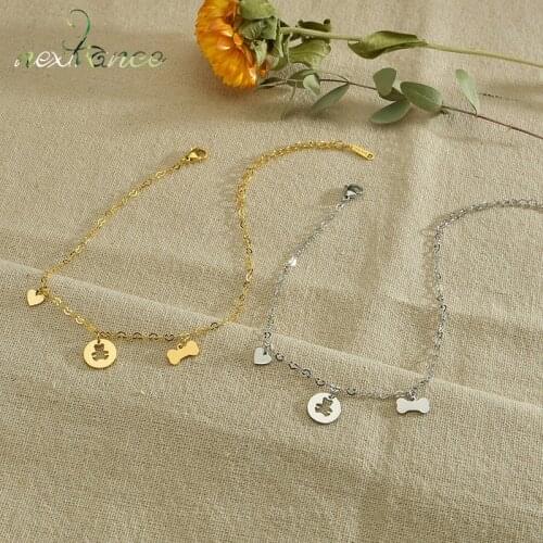 Nextvance Animal Stainless Steel Bracelets Bone Hollow Bear Bracelet For Women Girlfriend Couper Valentines Day Jewelry Gift