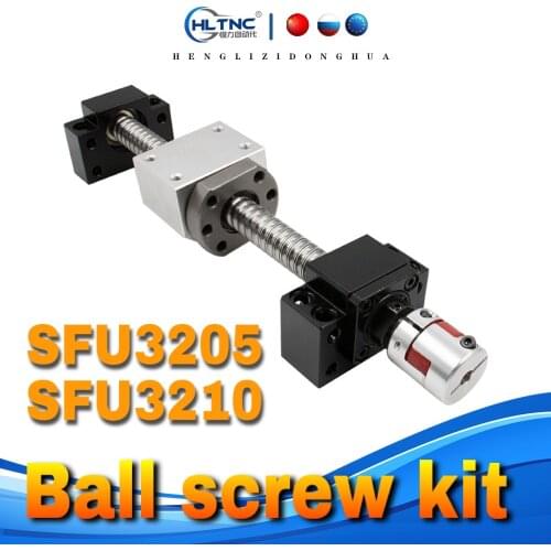 Fast deliver Ball screw set SFU3205 / SFU3210 with nut +BK25 BF25 support+DSG32H nut housing+coupling for CNC router