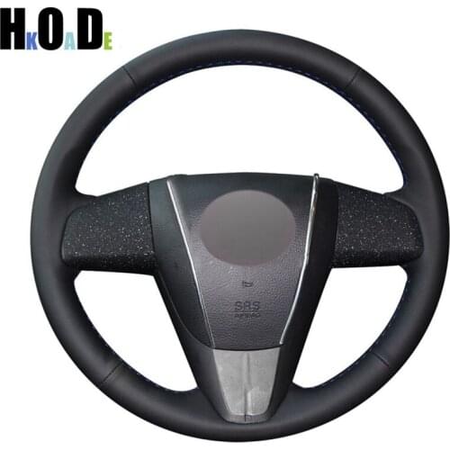 Black PU Artificial Leather Hand-stitched Car Steering Wheel Cover for Old Mazda 3 Mazda 5 Mazda 6 2003-2015