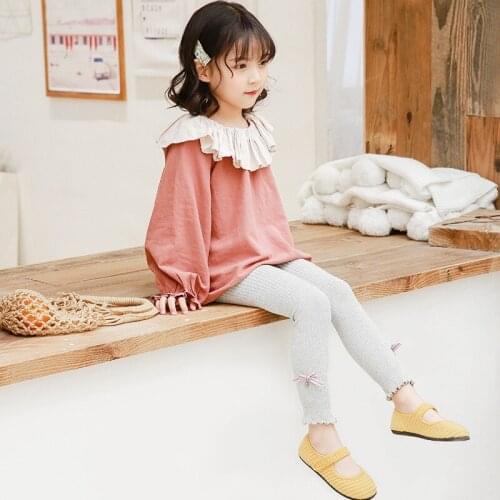 Toddler Baby Kids Girls Bow Stockings Leggings Full Length Elastic Waist Kids Pant Waist Warm Infant Trousers Spring Child Pants