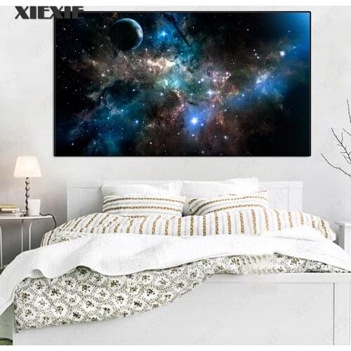 Home Decor Canvas Hd Prints Wall Art Pictures Mountains and Space Painting Set Planet Snow Lake Galaxy Poster Decor Mural
