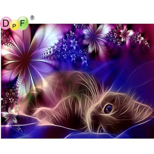DPF Full Square 5D DIY Diamond Painting Cross Stitch Cats and Flowers diamond Embroidery Rhinestone diamond Mosaic painting Gift