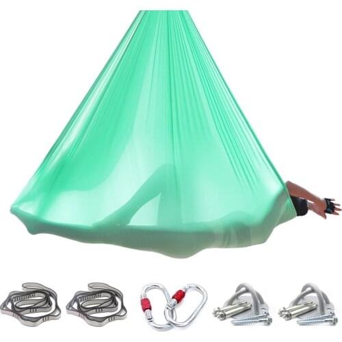Aerial Yoga Hammock Set 8 meters Color Gradient Color Low Elastic Sling Stretch Strap Yoga Studio with a full set of accessories