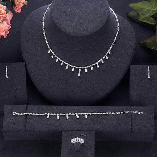 Jankelly Hotsale African 4pcs Bridal Jewelry Sets New Fashion Dubai Jewelry Set For Women Wedding Party Accessories Design