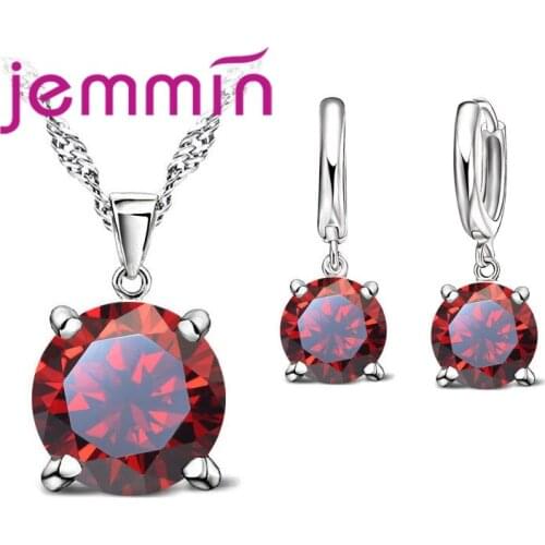 Fashion Jewelry Set 925 Sterling Silver Pendant Necklace&Earrings Shiny Romantic Gift For Lover/Girlfriend/Sister Color