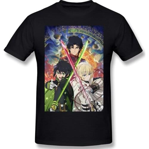 Owari No Seraph Visual Homme Cool T-Shirt Seraph Of The End Dark Fantasy Anime Series Tees Pure Cotton Oversized Short Sleeve