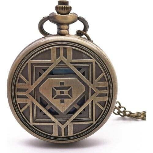 Antique Copper Steampunk Vintage Hollow Case Quartz Pocket watch men Necklace Pendant Clock Chain for Men & Women Fob Watch