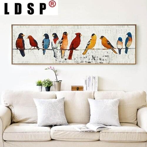 LDSP Bird Perched Cartoon Long Banner Canvas Painting Wall Art Painting Print Poster Picture Living Room Home Decor