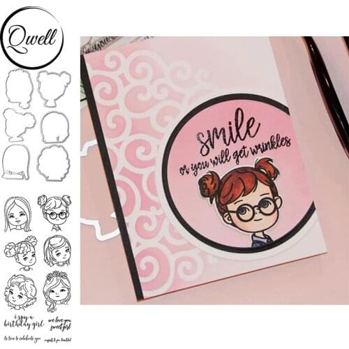 QWELL Lovely Girls Metal Cutting Dies Match Clear Transparent Stamps Set Words Craft Paper Cards DIY Scrapbooking 2020 New