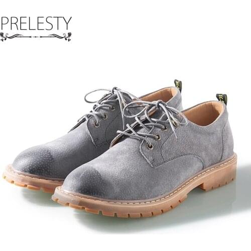 Prelesty Men Pigskin Upper Shoes Casual Comfortable Brush off Toe Lace up Urban Quality Daily Working Boots Short Drop Shipping