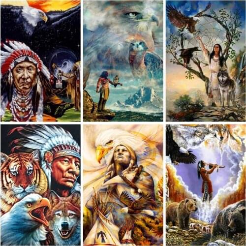 Diamond Painting Kit Indians 5D DIY Diamond Embroidery Sale Animal Eagle Pictures Of Rhinestones Mosaic Decor For Home