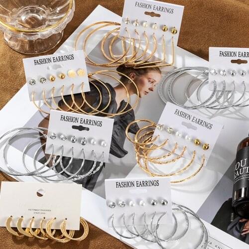 Fashion Party Heart Hoop Earrings Sets For Women Crystal Stud Gold Metal Hanging Earrings 2021 Trend Female Modern Jewelry Gift