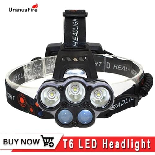 15000Lm 3 XML T6 + 2 Q5 LED 6 Modes LED Headlight Headlamp 18650 Head Lamp for Hunting Camping Hiking + USB Cable