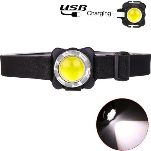 USB Rechargeable LED headlamp Built-in battery 5000Lumens COB work light 3 light modes Waterproof headlight for fishing camping