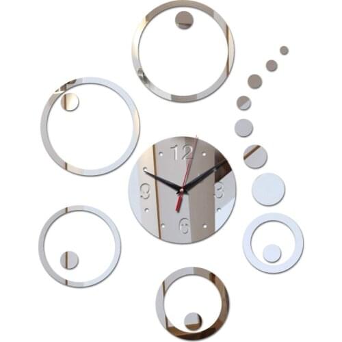 New arrival acrylic mirror sticker diy wall clock clocks modern living room home decor Furniture Stickers