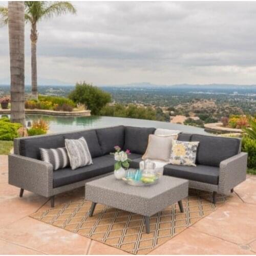 New arrival nice outdoor furniture garden modern couch set wicker L type sofas