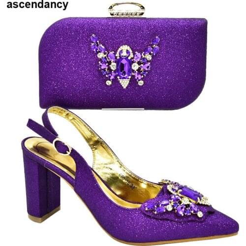 New Fashion African Wedding Italian Shoe and Bag Sets Ladies Summer High Heeled Shoes for Women Fashion Shoes 2018 Women Shoes