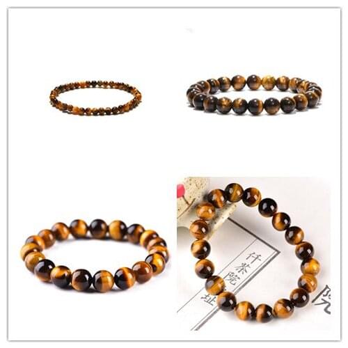 Wholesale 4mm 6mm 8mm 10mm Tiger eyes Beads Bracelet Men Charm Natural Stone Man woman Handmade Casual Jewelry Pulseras