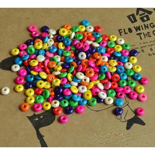 Wholesale 6mm 500pcs Multicolor Wooden cute round wheel Spacer Loose beads Fit Children Handmake DIY Accessory JG-025