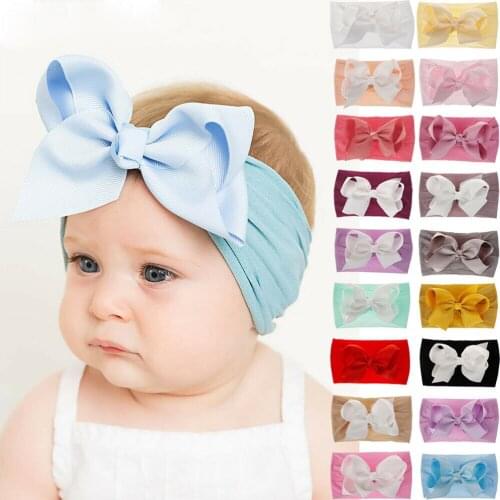 0-6Y One Piece Baby Girl Bow Headband Toddler Hair Accessories Band Baby Headdress Kids Headwear 18 Colors