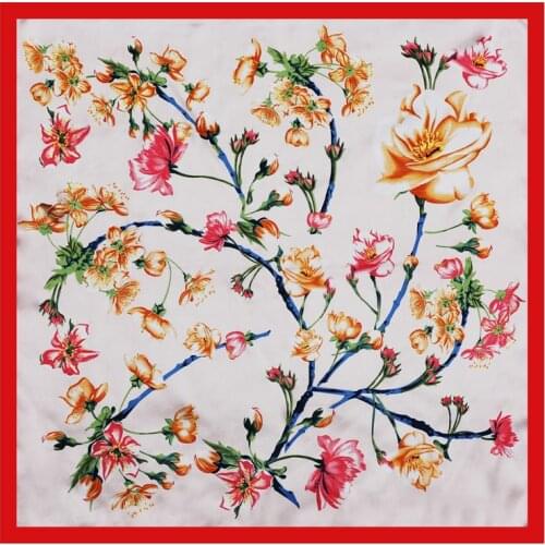 90cm Square Scarf Silk Hijab Head Wraps Fashion Lady Print Neckerchief Women Bandana Headband Female Hair Shawl Foulard Summer