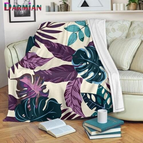 DARMIAN 2021 Tribal Palm Leaf Pattern Fleece Blanket Comfort Soft Thin Quilt for Kid Adult Premium Home Bedding Sofa Nap Blanket