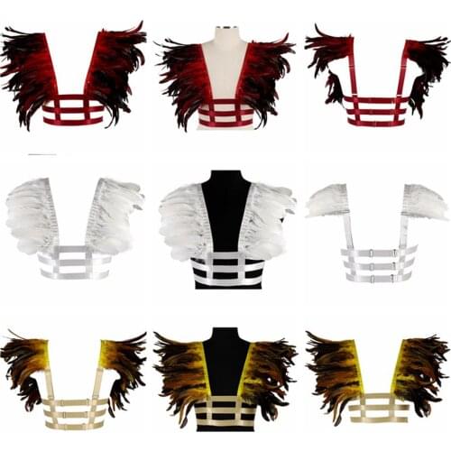 Body Harness Belt Cage Bra Feather Accessories Punk Gothic Clothing Womens Stockings Elastic Bondage Suspender Sword Belt