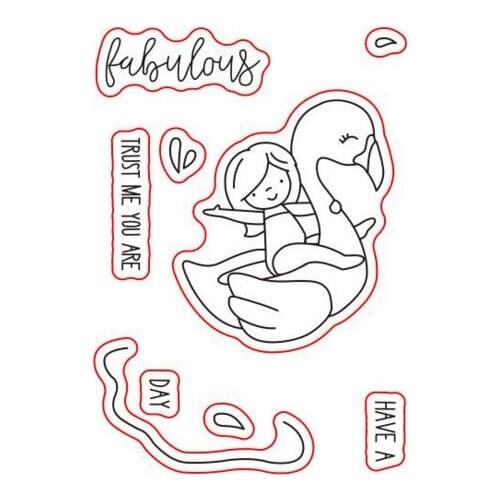 Swan Girl Transparent Clear Silicone Stamp/Seal for DIY Scrapbooking/photo Album Decorative Clear Stamp Sheets