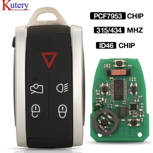 Kutery Remote Car Key 5 Button For Jaguar XF XF XFR XK XKR 2009-2013 315/434MHZ ID46 PCF7953 Chip FCC: KR55WK49244 Keyless Entry