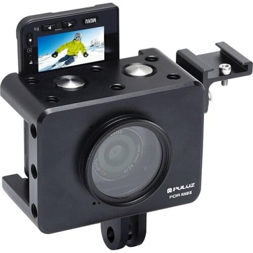 PULUZ Sport Camera CNC Aluminum Alloy Protective Case with 37mm UV Lens & Cold-shoe Base Mount & Screw for Sony RX0 II