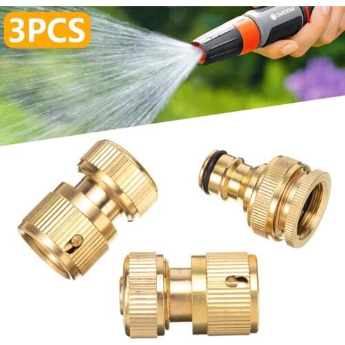 3pcs/set Brassquick Connector 16mm Hose Connector Faucet Quick Coupling Garden Irrigation Tap Adapter Car Wash Hose Joint