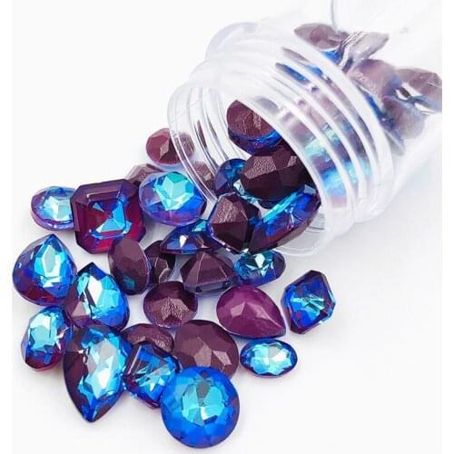 High quality Wine red mocha fluor pointback Mix shape Mix size crystal glass rhinestones for nails