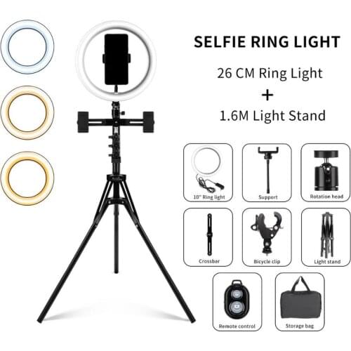 10“ Dimmable LED Selfie Ring Fill lamp Phone Camera Led Ring light With Tripod For live stream Makeup Video for Tik Tok