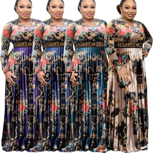 African Dinner Dresses For Women 2021 New Diamonds Spring Summer Elegant Gown Flowers Printed Dashiki Long Dress Ladies Clothing
